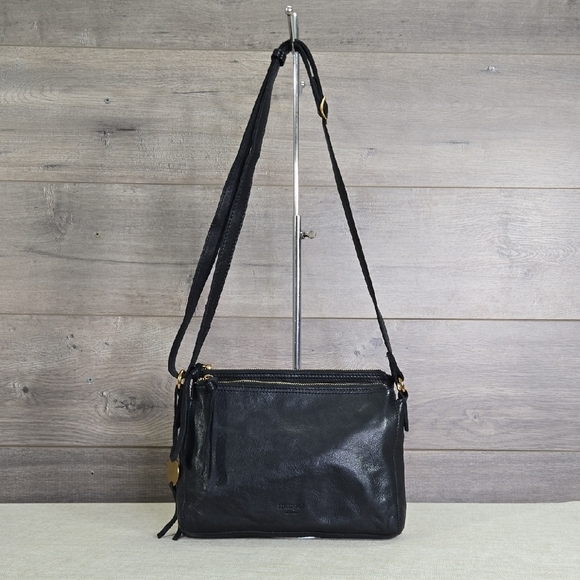 Margot Black Leather Crossbody Shoulder Bag Purse Handbag - Picture 1 of 12